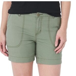 Lee Heritage Women's NEW High Rise Olive Stretch Dungaree Canvas Short 2040